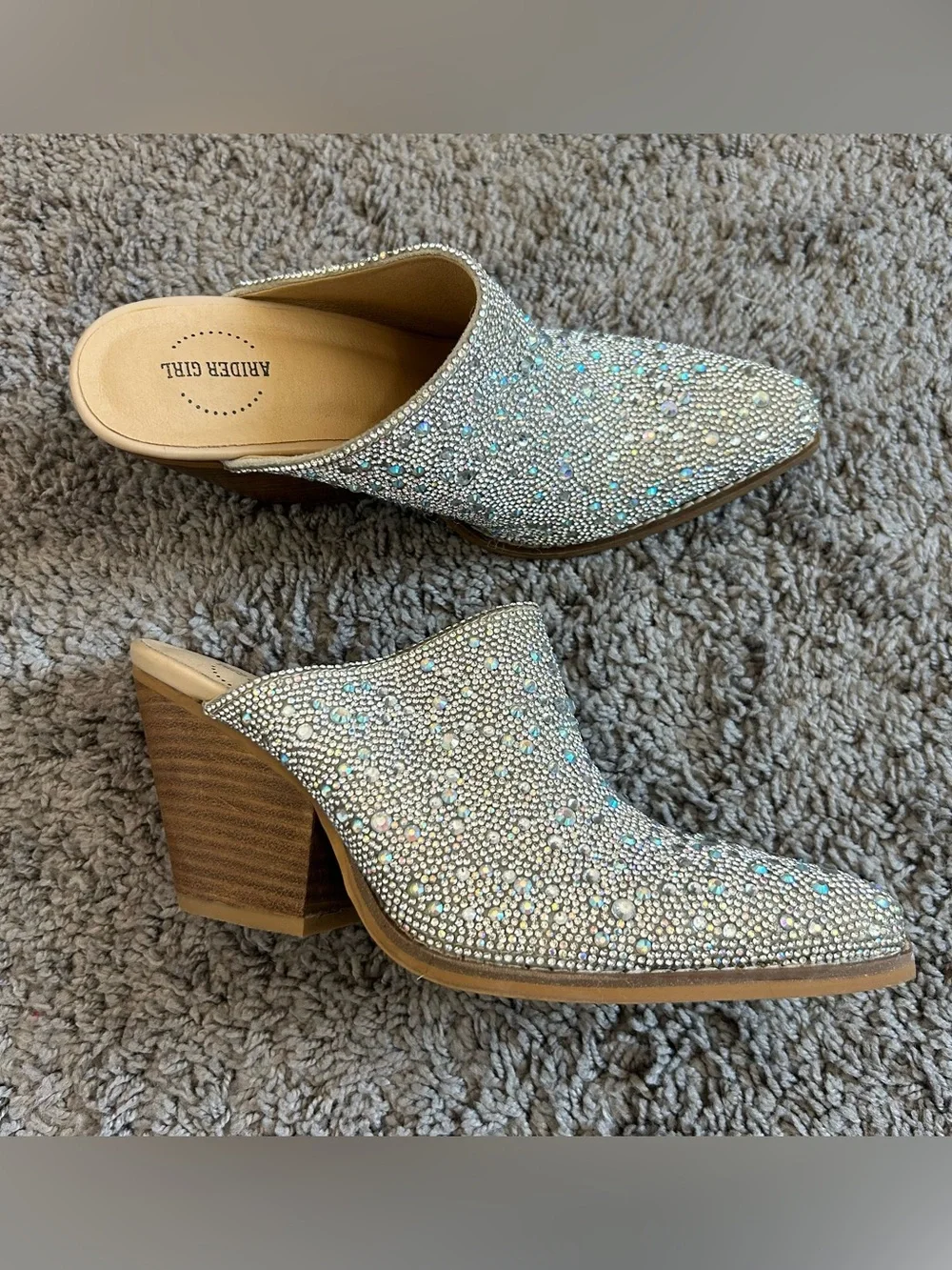 Arider Girl Crystal Embellished Mule Heels NWT - Picture 1 of 4
